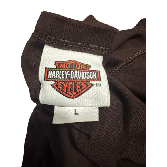 Harley-Davidson Long Sleeve Rhinestone Eagle Top Brown (L) Bob Dron Oakland, CA - Picture 7 of 8